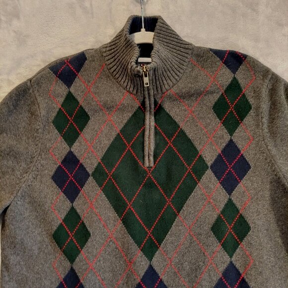 Tommy Hilfiger sweater mens size XL Chest 46 1/4 zip argyle cotton hipster Dad - Picture 16 of 16
